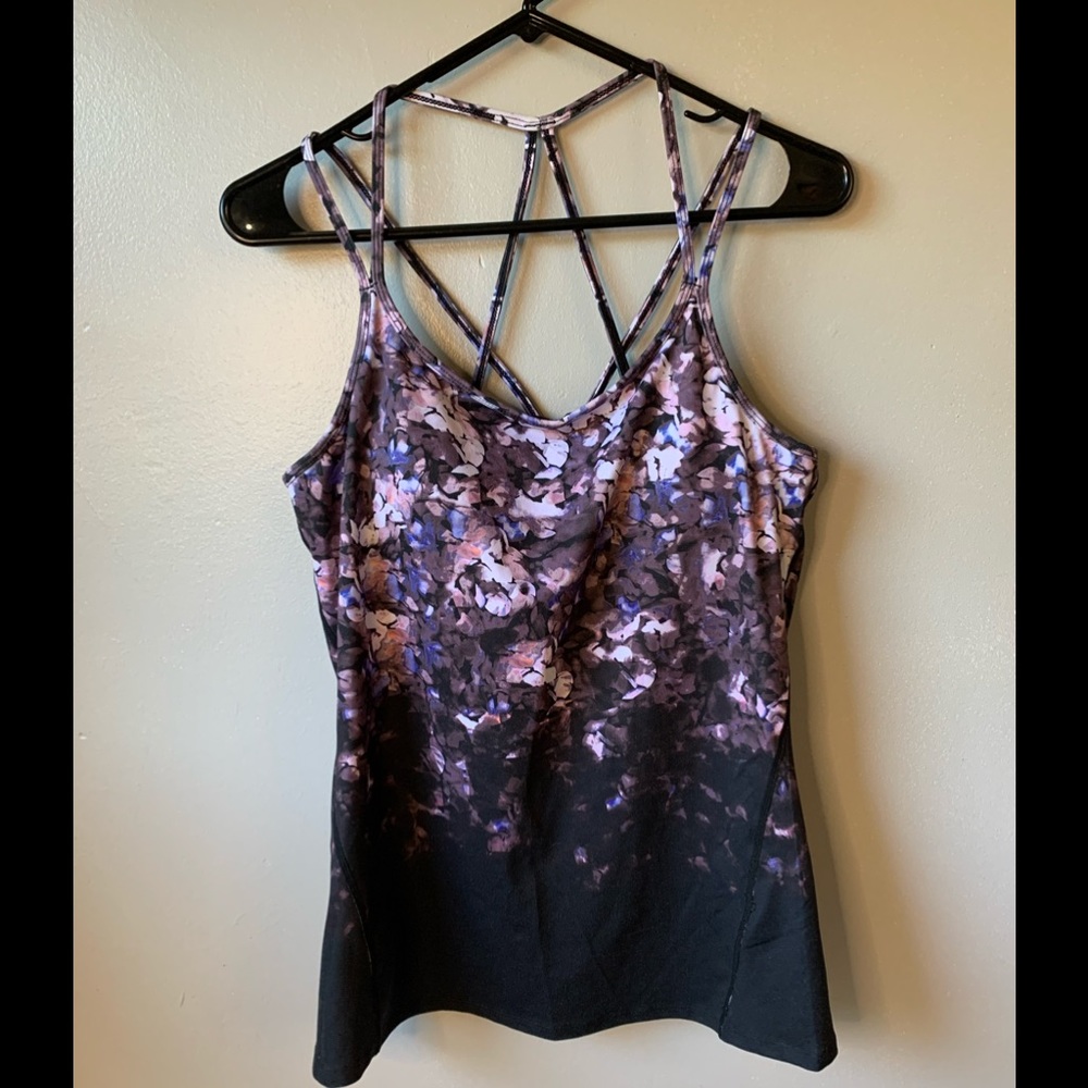Gaiam Black Floral Swim Top